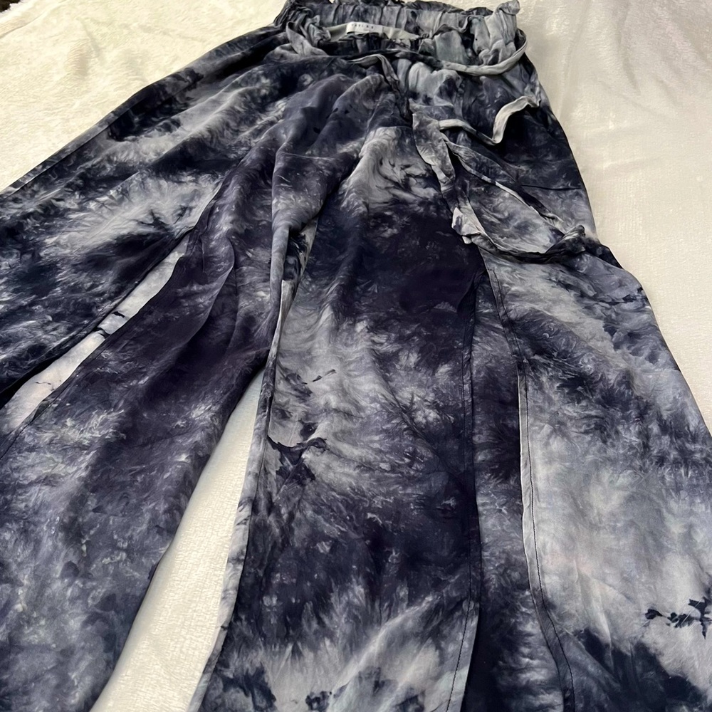Wide Leg Palazzo Pants, Navy and Steel Gray